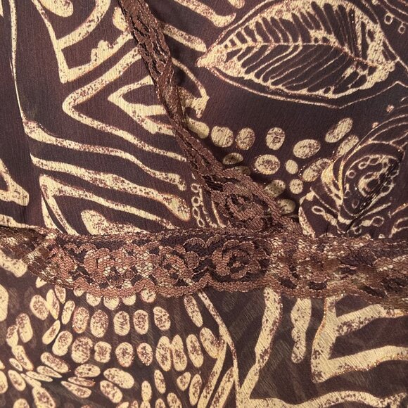 VTG Lane Bryant Womens Plus 26/28 Brown Floral Print Baby Doll Y2K Made in USA - Picture 8 of 15